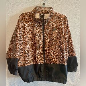 Nike Sportswear NSW Women's Full Zip Woven Jacket windbreaker Leopard size Med